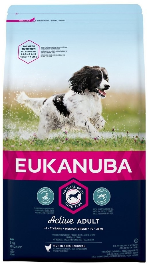 Eukanuba Adultes races moyennes poulet (3 kg)