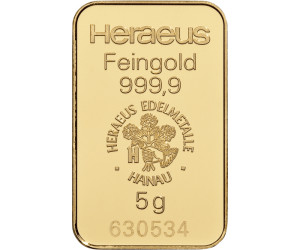 Ab 262 50 Heraeus Goldbarren 5g Kaufen Preisvergleich Bei Idealo De