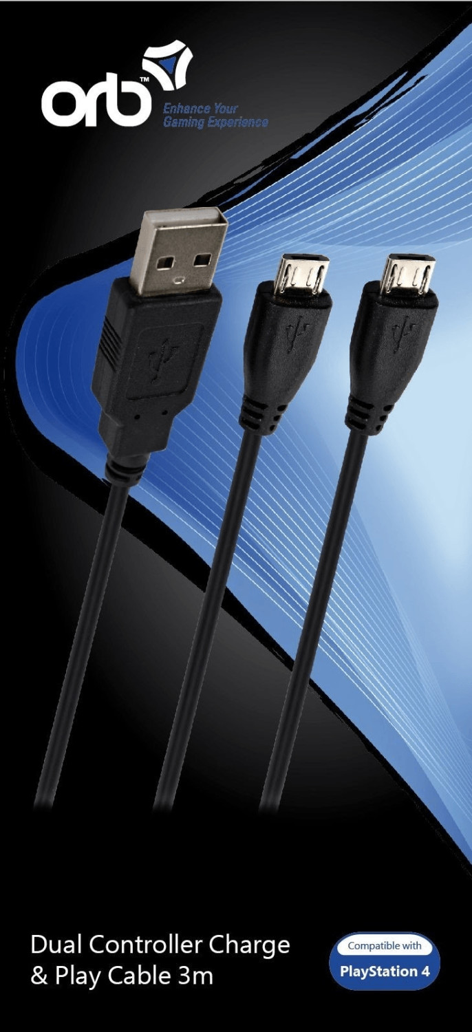 ORB PS4 Dual Controller Charge & Play Cable 3m