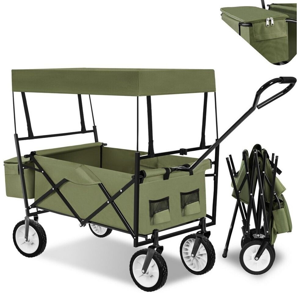 TecTake Chariot pliable avec toit amovible vert