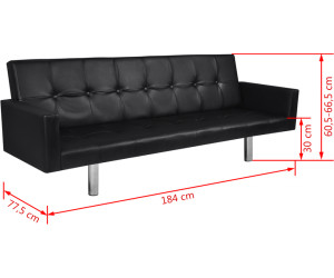 vidaxl canape lit en cuir artificiel noir au meilleur prix sur idealo fr