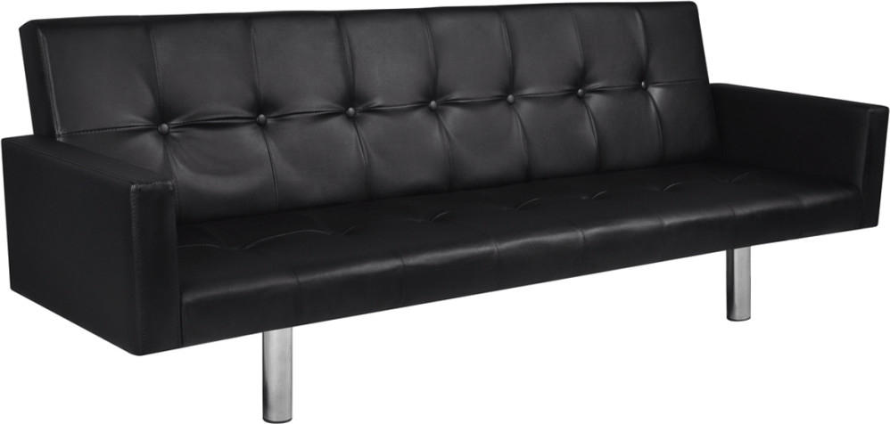 VidaXL Canapé lit en cuir artificiel noir