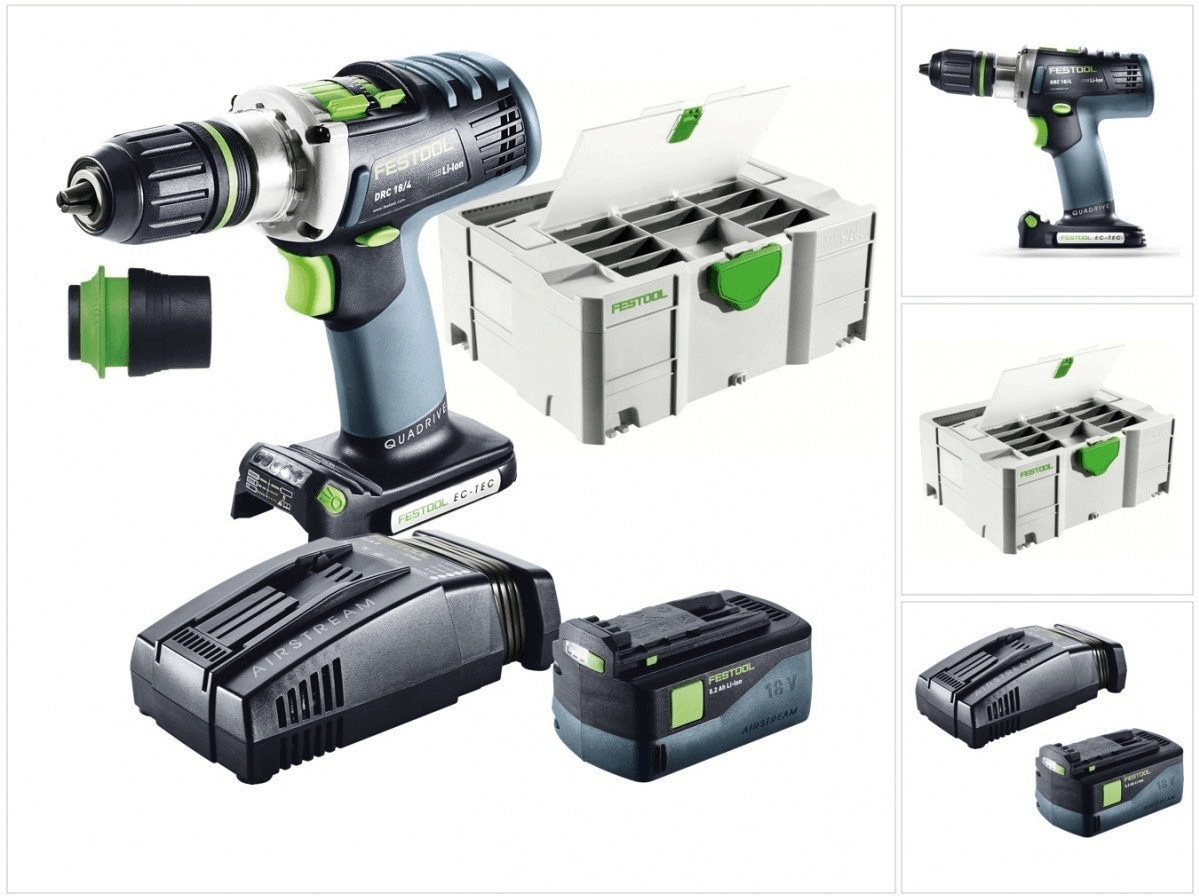 Festool DRC 18/4 Li-Basic (1 x 5,2 Ah + chargeur rapide) avec Systainer