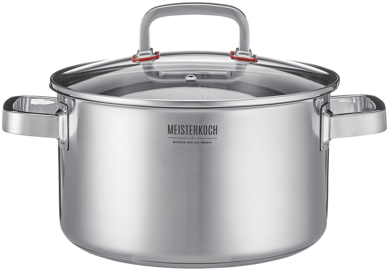 MEISTERKOCH Premium-Topfset 4-teilig – Profi-Kochgeschirr Aus Edelstahl Mit Glasdeckeln, Für Alle Herdarten