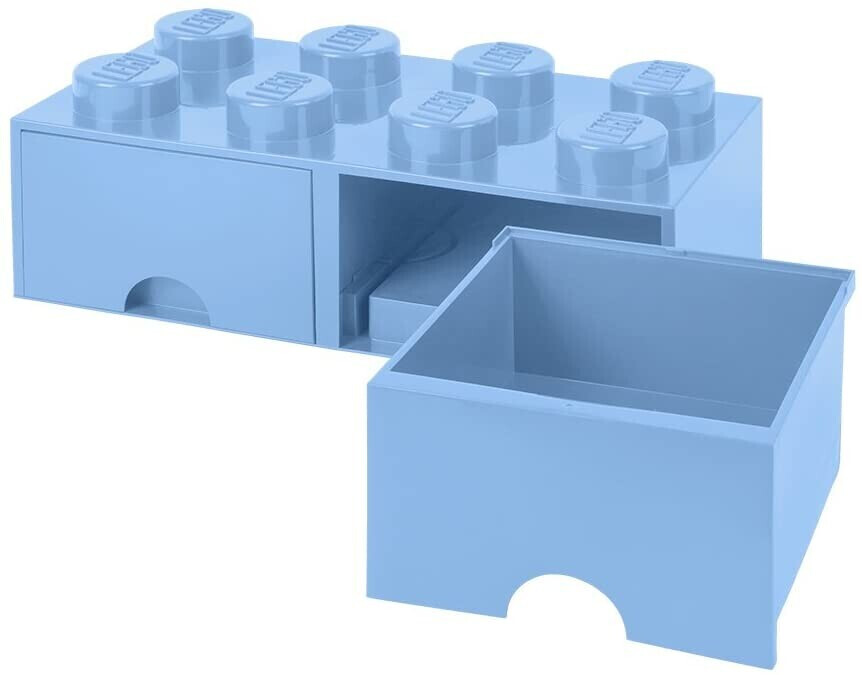 LEGO Brique de rangement 8 tenons 2 tiroirs bleu clair au meilleur prix sur