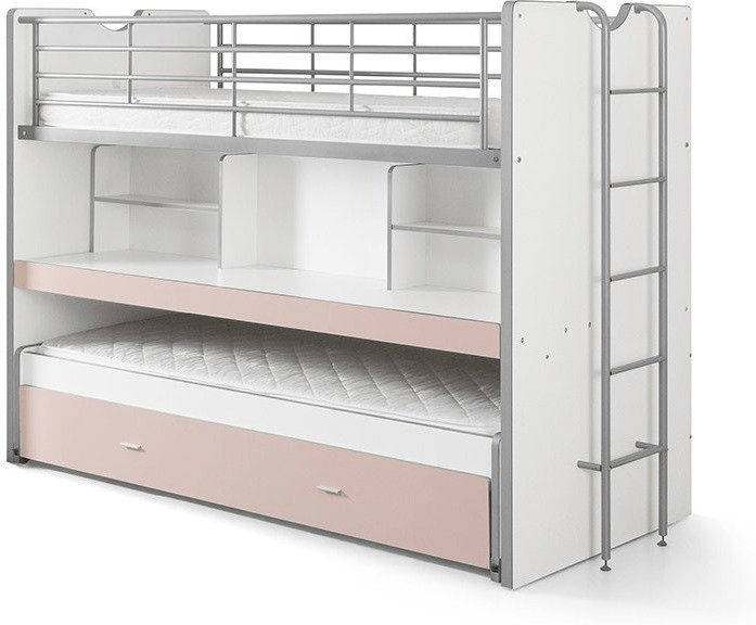 Vipack Lit superposé Bonny 80 rose clair