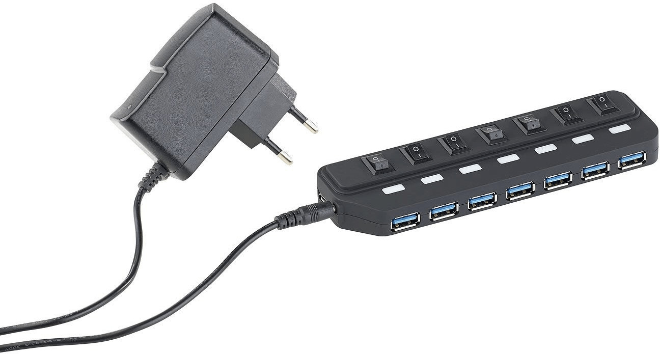 Xystec USB Hub Schalter: USB-3.0-Hub mit 4 Ports, einzeln schaltbar, bis 5  Gbit/s (USB3 Verteiler)
