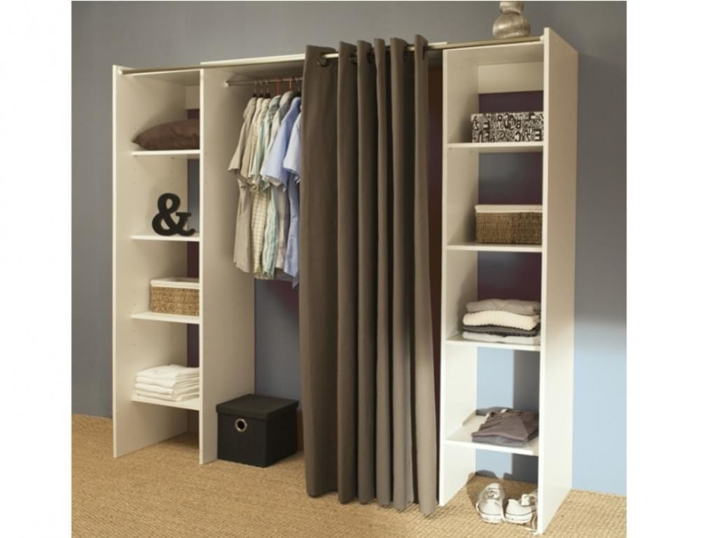 Symbiosis Dressing extensible 2 colonnes, blanc, rideau taupe