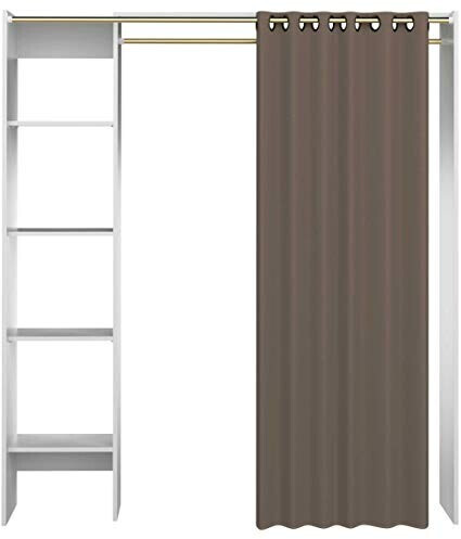 Symbiosis Dressing extensible 1 colonne, blanc, rideau taupe