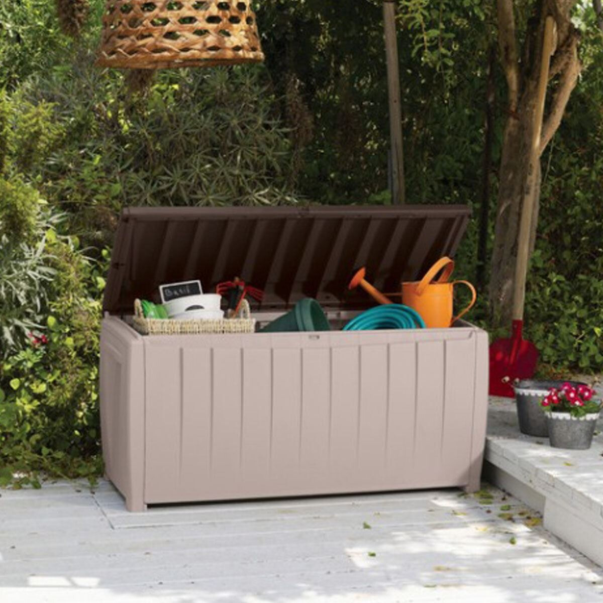 Tepro Novel Storage Box mit Sitzfunktion 125 x 55 x 61 cm beige/braun