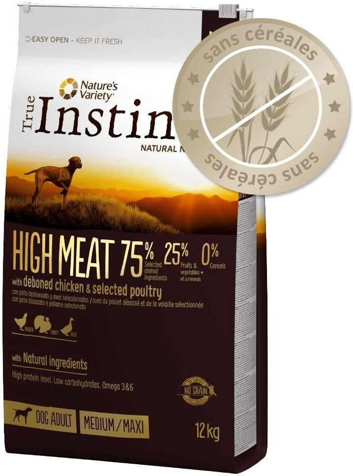 True Instinct Hight Meat pour adulte au poulet désossé et sélection de volailles (12 kg)