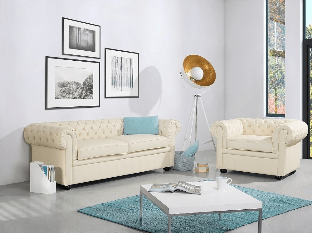 Beliani Sofa Chesterfield beige