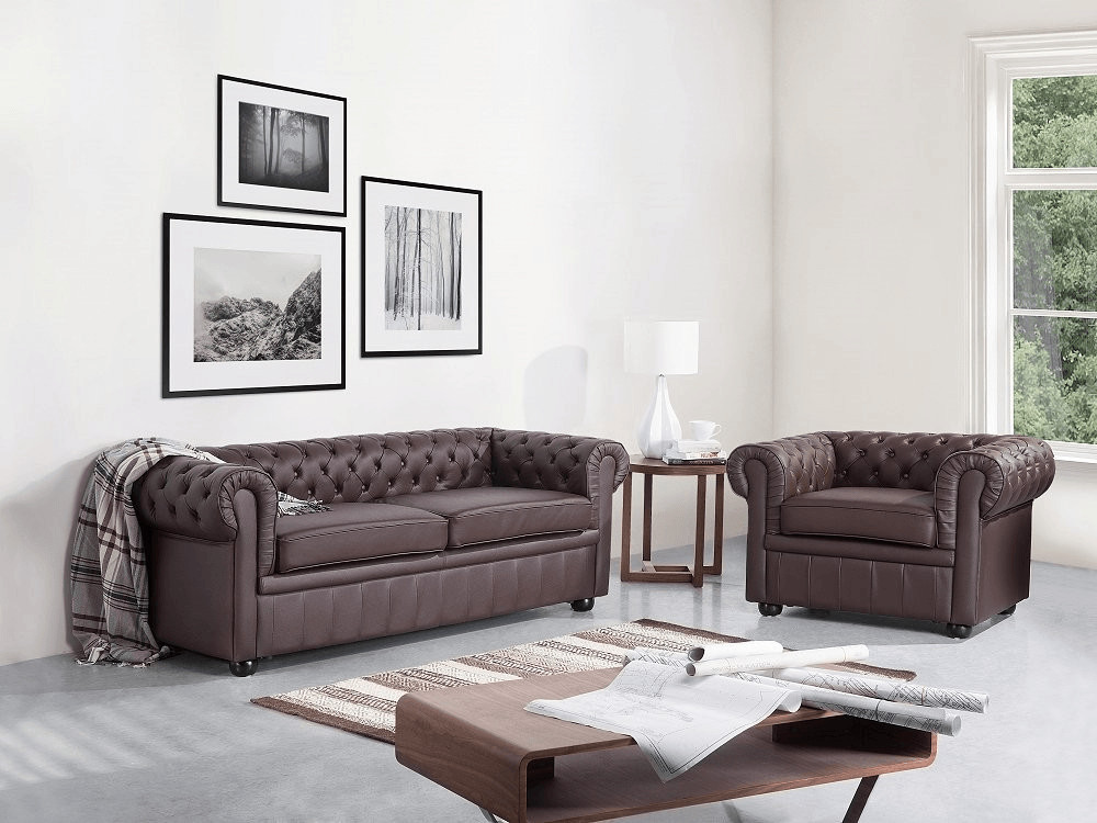 Beliani Sofa Chesterfield marron