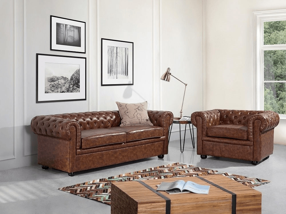 Beliani Sofa Chesterfield Old Style marron