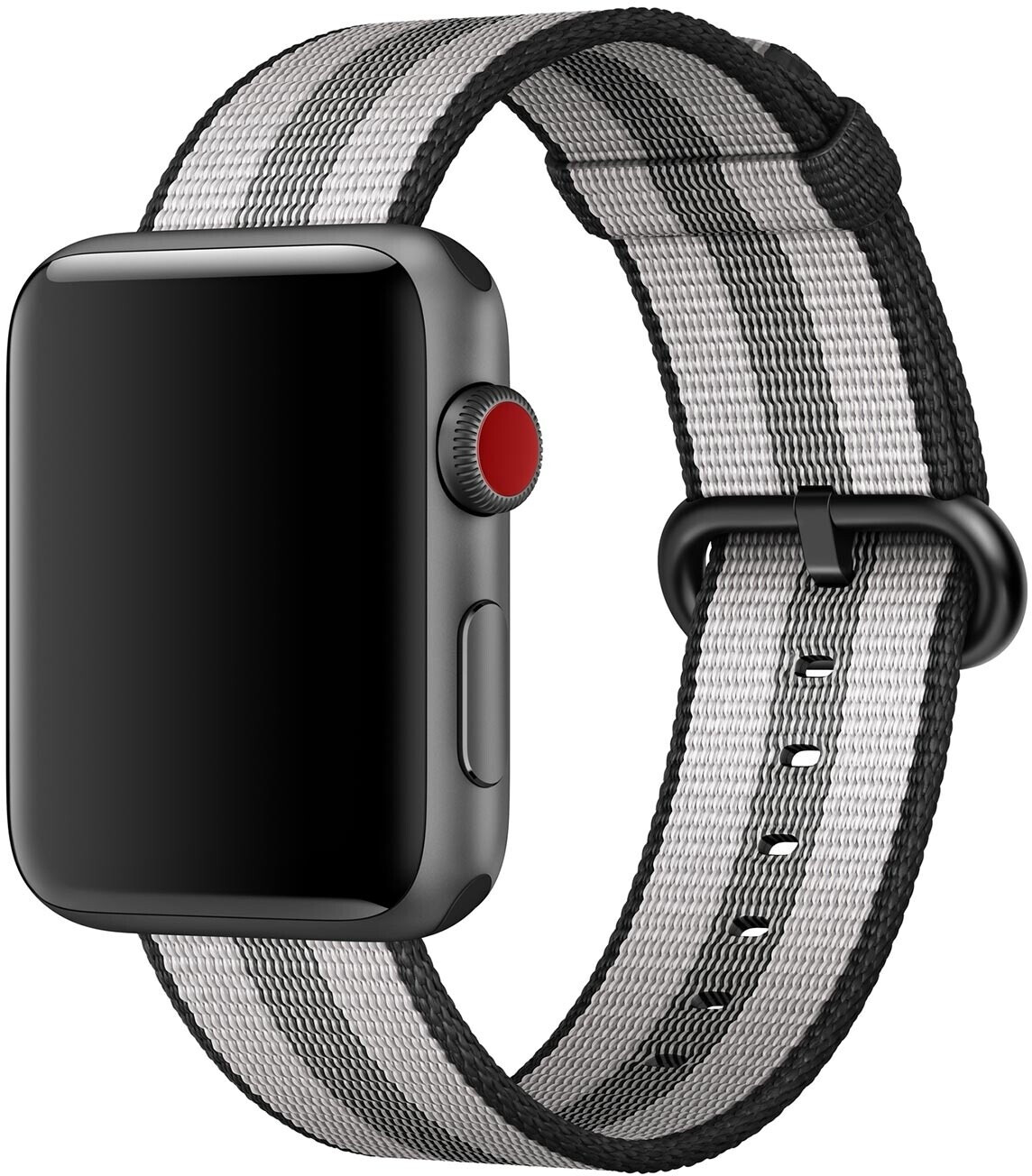 Apple Bracelet nylon tissé 42 mm noir rayé