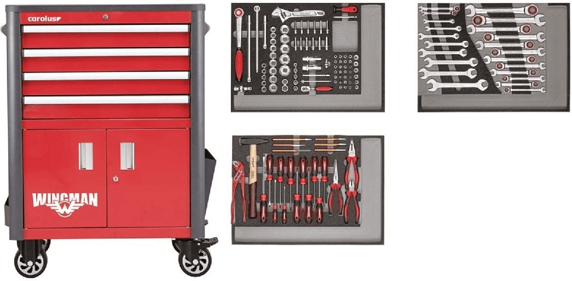 Carolus Wingman 4 tiroirs avec assortiment de 130 outils