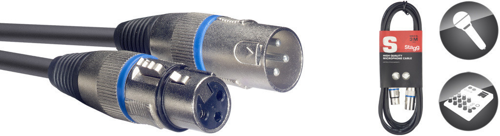 Stagg SMC3 Câble XLR 3 m bleu