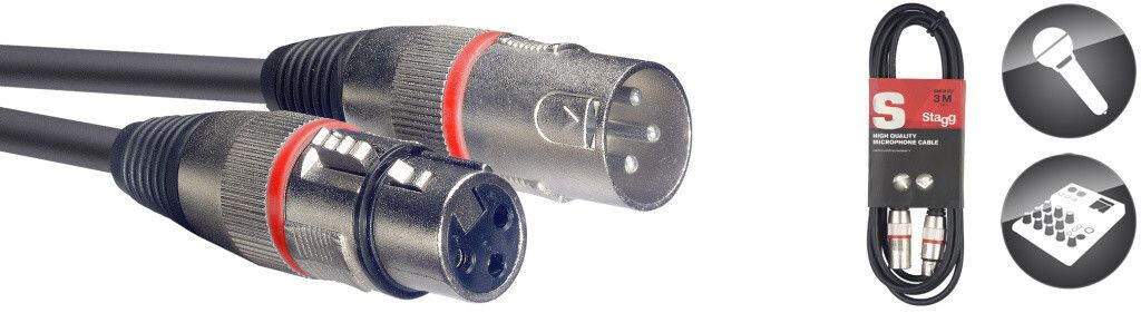 Stagg SMC3 Câble XLR 3 m rouge