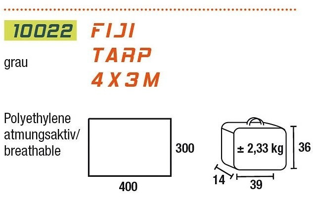 High Peak Fiji Tarp 4 x 3 m gris
