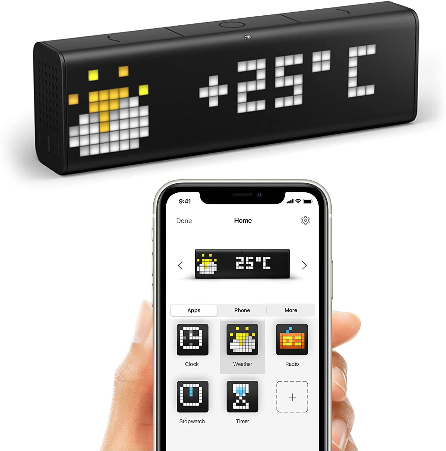 LaMetric LM 37X8 Time WLAN Tischuhr Schwarz Alarmzeiten 1, 20,1 x 6,1 x 3,6  Zentimeter: Amazon.de: Elektronik & Foto