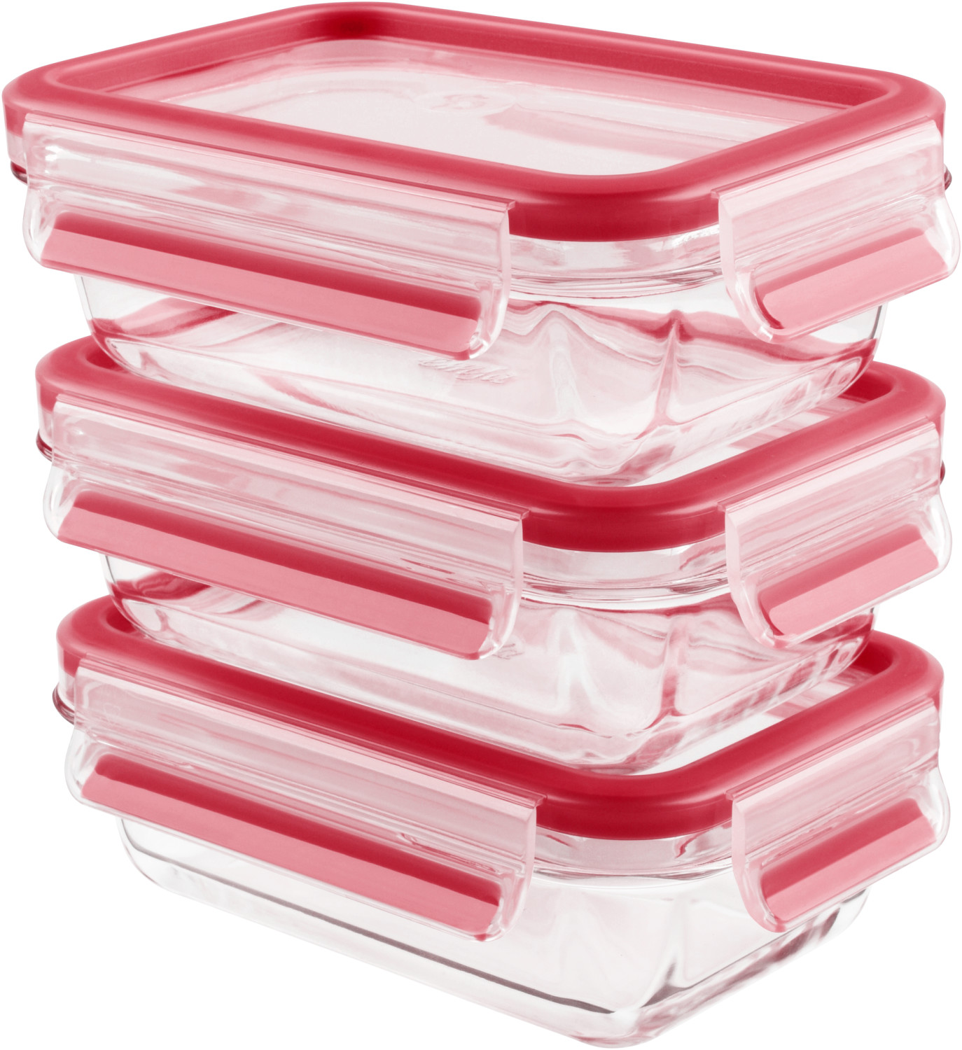 Emsa Clip & Close glass jar freshness keeping can set 3 x 0,5 l red