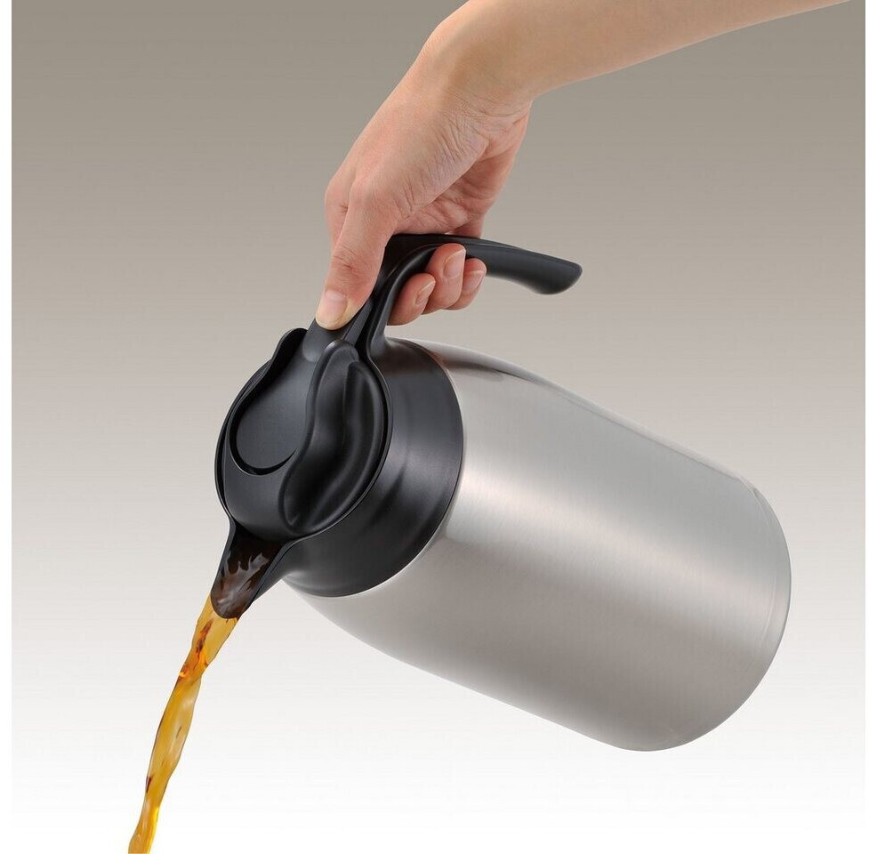 Vakuum-Thermosflasche - 1,5 l bis zu 16 Stunden Heißes Kaltgetränk Tee  Kaffee Wasser Suppe Edelstahl Silber unzerbrechlich Flaschengriff Getränke  für