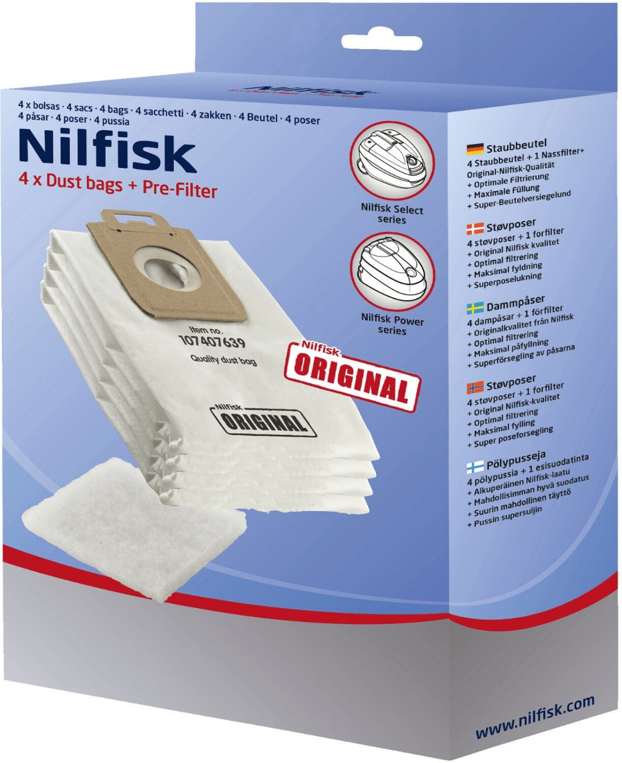 Nilfisk Staubsaugerbeutel (10 St.) | Original 82222900 – Passend Für VP300, Thor, Family, GD, Saltix Serie