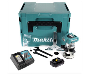 Meilleur pas cher Affleureuse sans fil Makita DRT50ZJX9 - Défonceuse /  affleureuse sans-fil Li-Ion 18V (machine seule) dans MAKPAC