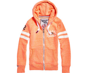New Womens Superdry Track /& Field Zip Hoodie Racing Coral Snowy
