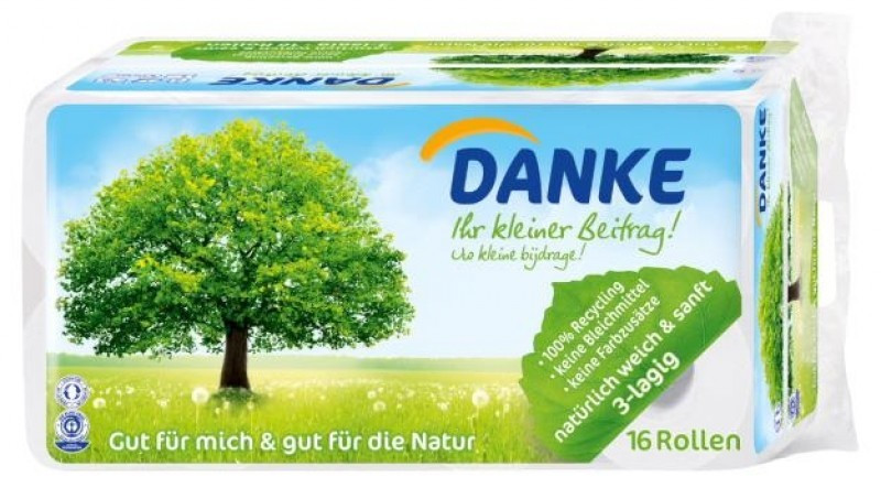 Danke Recycling Toilet Paper 3 Layers (16 pcs.)