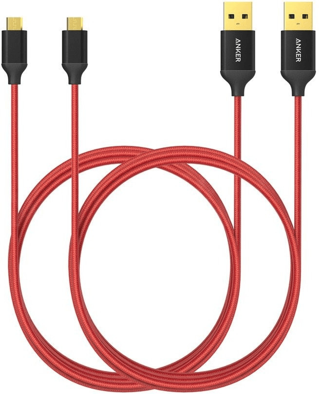 Anker [2 Pack] Nylon Micro USB Kabel 1,8m red
