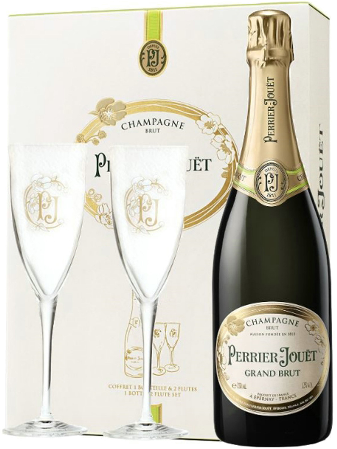 Perrier-Jouët Grand Brut 0.75 l in Gift Box with Two Glasses