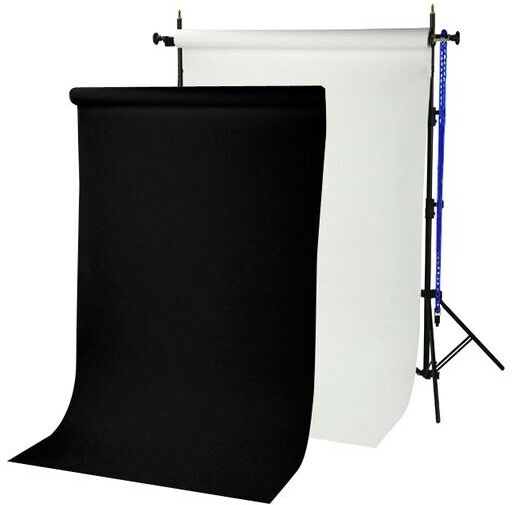 Bresser D-46 Hintergrundsystem + Papierrolle 1,35x11m weiß und schwarz