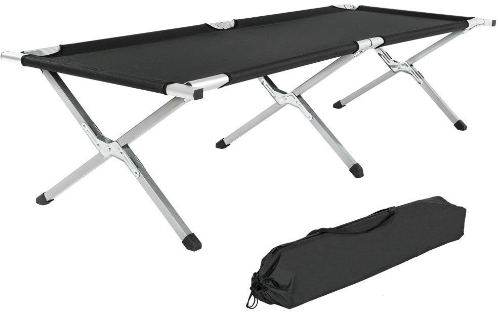 TecTake Lit de camp pliable XL noir