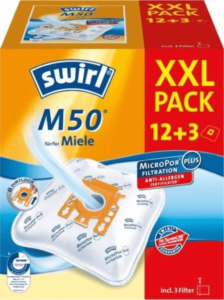 Sacchetti Per Aspirapolvere Swirl M49 MicroPor Plus - 4 Pezzi, Per Miele Tipo G, Antiallergici