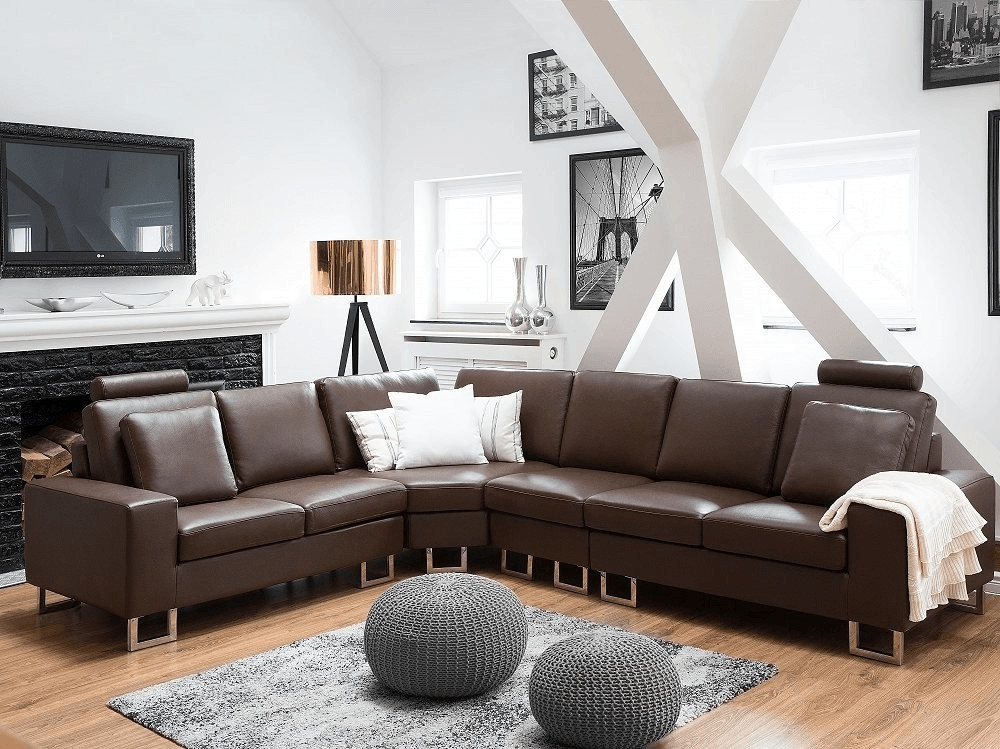 Beliani Canapé d'angle réversible Stockholm marron