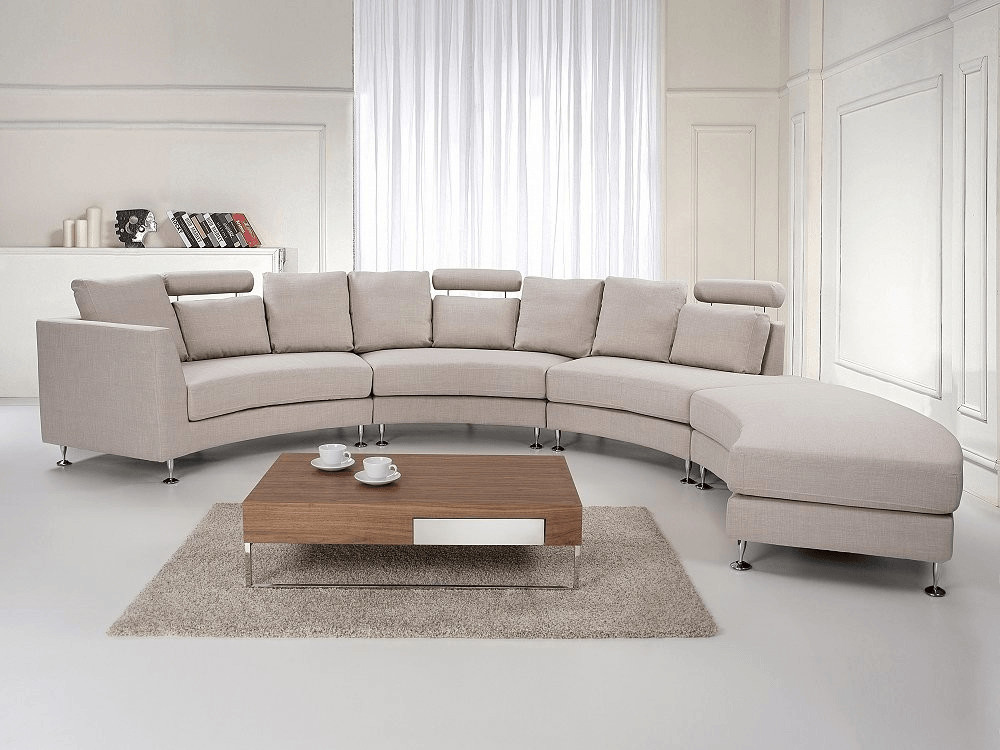 Beliani Canapé rond en tissu beige