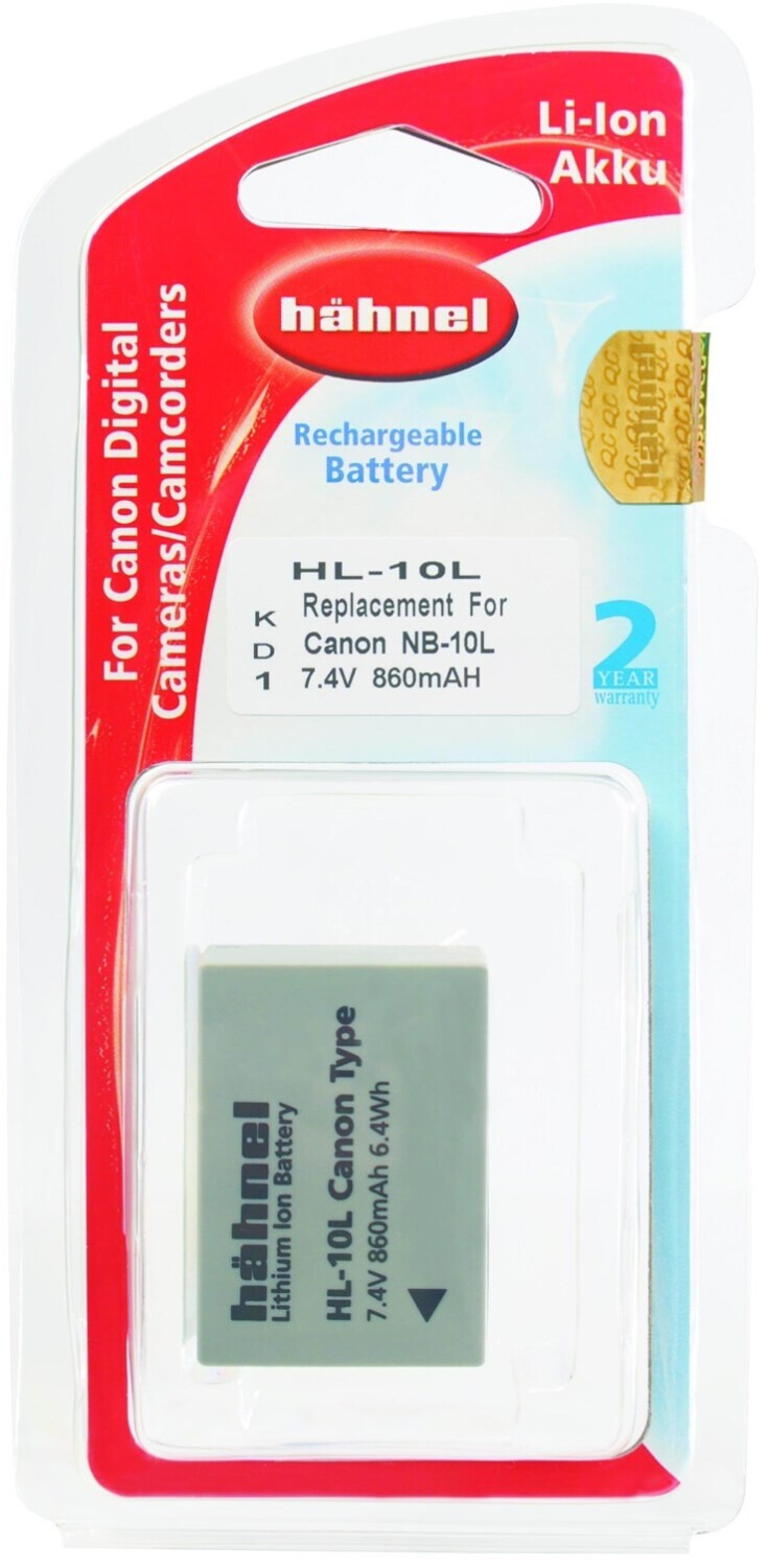 Hahnel HL-10L Batteria Li-Ion 860mAh 7.4V Per Canon NB-10L – Sostituto Per Fotocamere Digitali