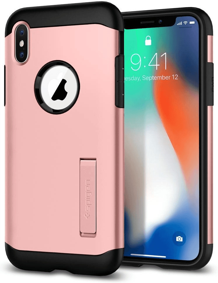 Spigen Coque Slim Armor (iPhone X) or rose