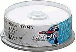 Sony DVD-R 4,7GO 120min 16x cake box de 25 pièces