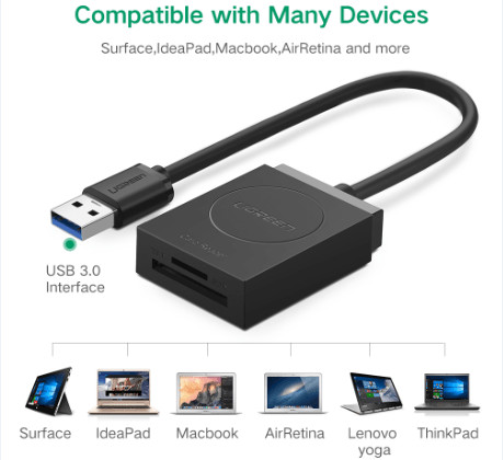 UGREEN USB 3.0 Lecteur de Carte SD Micro SD Adaptateur 5Gbps Transfert  Rapide Accès Simultané à 2 Cartes Max 2To SD Card Reader Supporter TF SDXC  SDHC MMC pour Windows MacOS Linux 