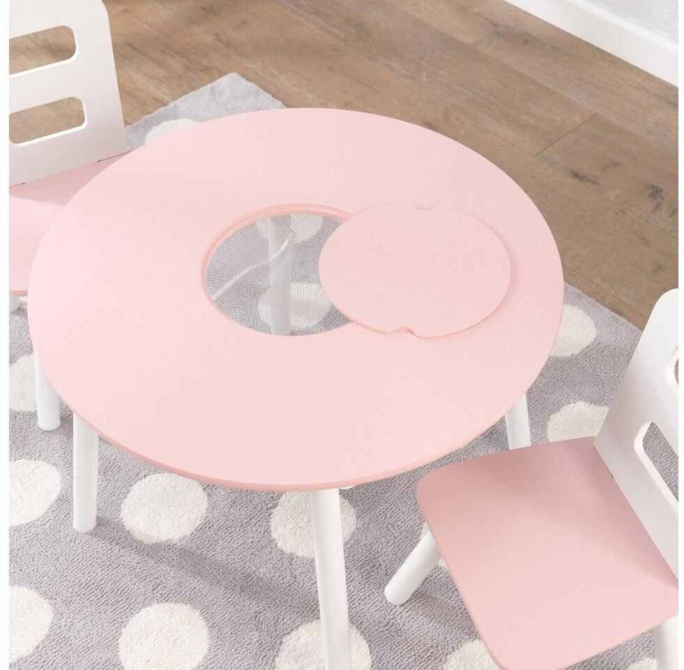 KidKraft Ensemble table ronde avec rangement + 2 chaises - rose & blanc