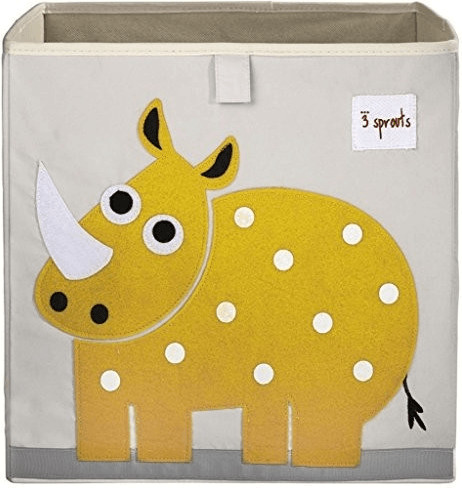 3 Sprouts Cube de rangement rhinocéros