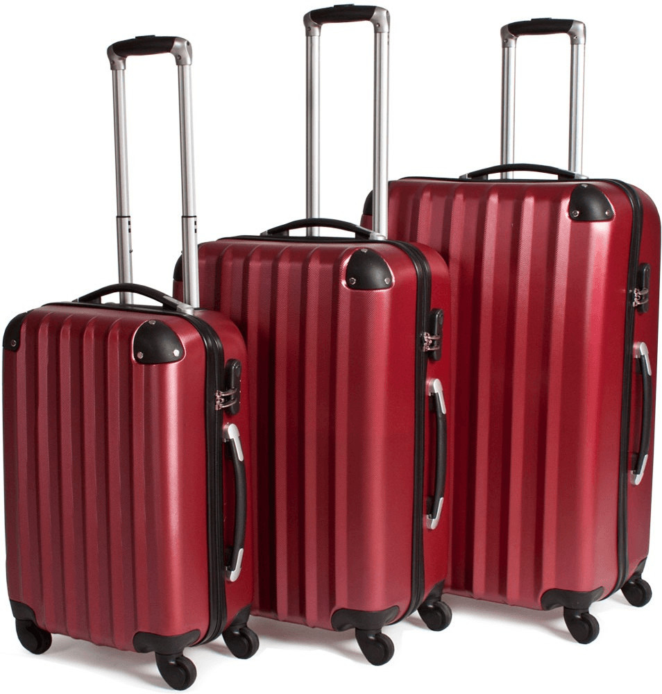 TecTake Hard Shell 4 Wheel Trolley Set 50/60/68 cm red (4007)