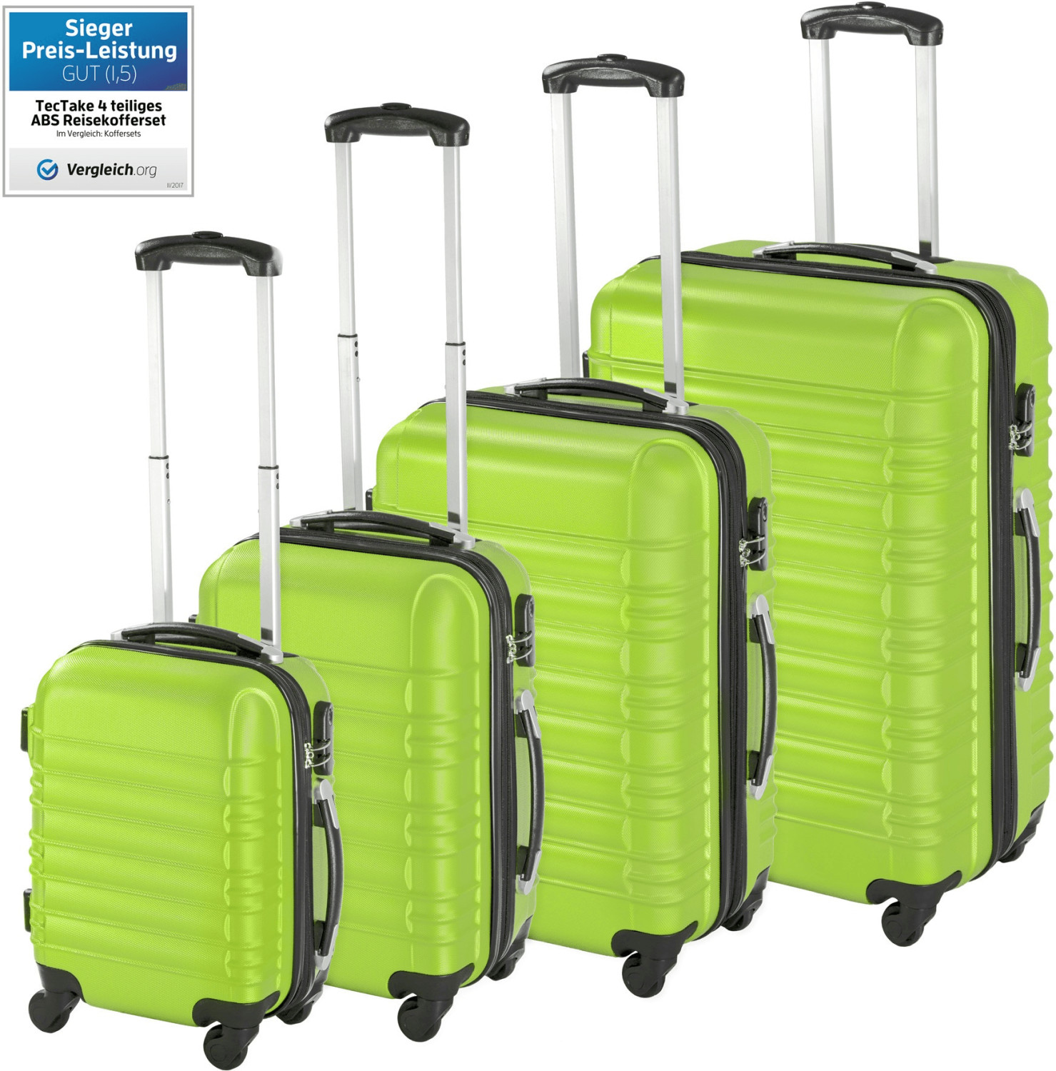 TecTake 4 Wheel Trolley-Set 47/56/65/76 cm green (4020)
