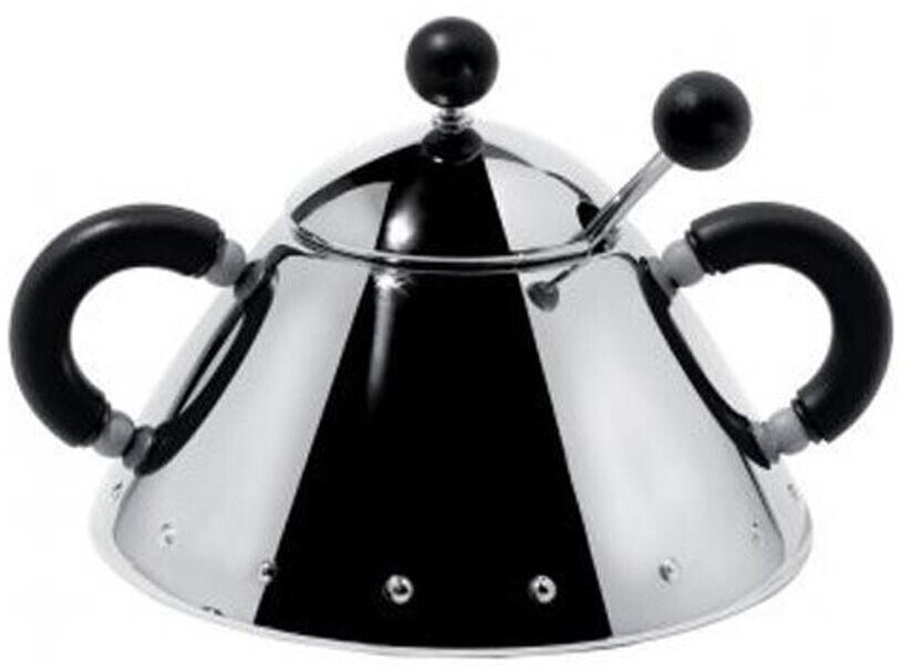 Alessi Sugar Bowl with Spoon 9097 Stainless Steel / Black Handles