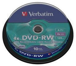 Verbatim DVD-RW 4,7GB 120min 4x Matt Silver 10pk Spindle