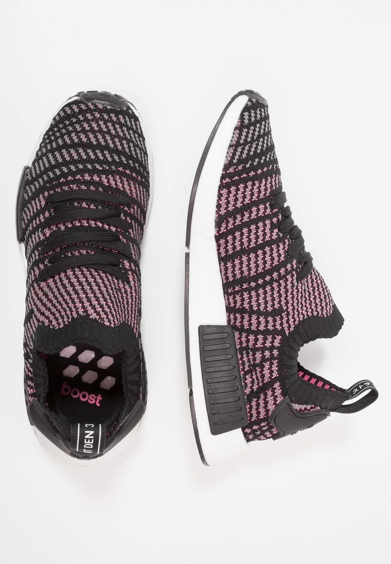 Adidas NMD R1 STLT Primeknit core black grey four solar pink ab