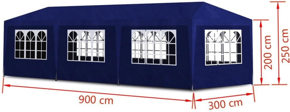 VidaXL Tente de réception 9 x 3 m bleu
