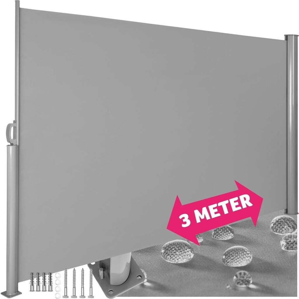 TecTake Brise-vue rétractable 160 x 300 cm gris